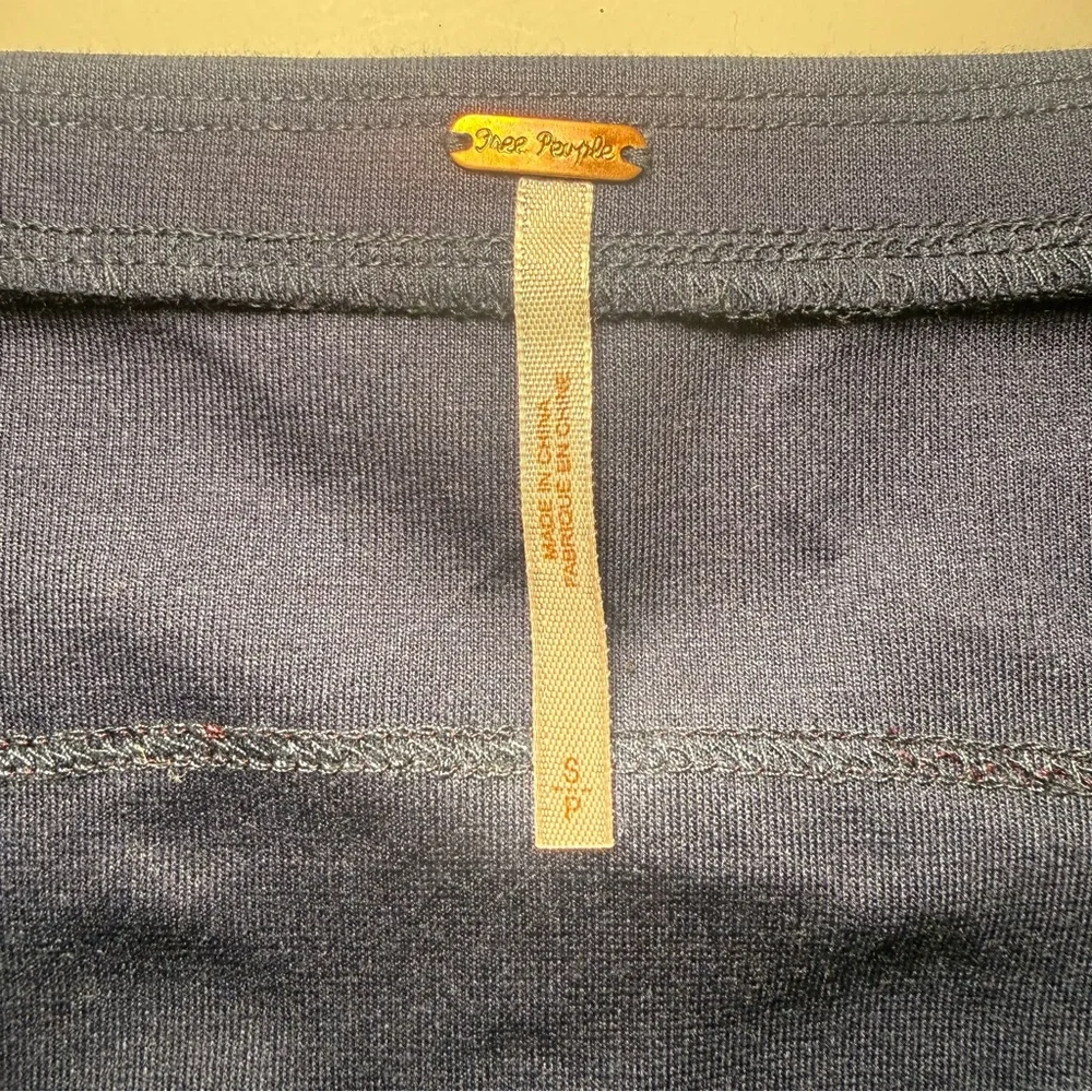 Free People‎ Velvet Burnout Mini Skirt Lace Panel Blue Purple Size S